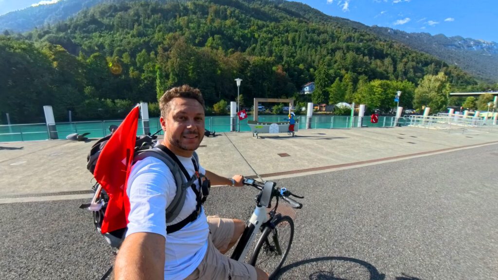 Adventure and Outdoor Activities Cycling route with views of the Swiss Alps